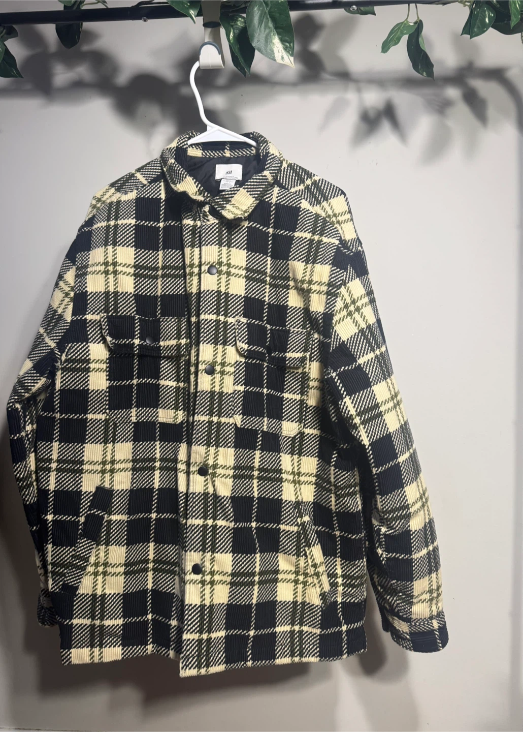 H&M Plaid Corduroy Shacket Jacket