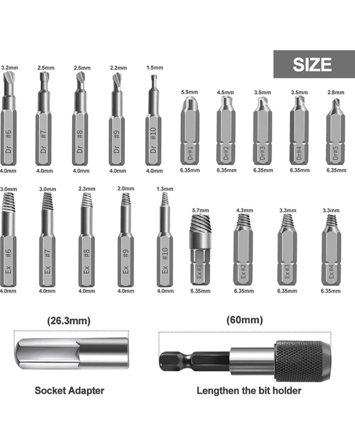 22Pcs Damaged Screw Extractor Drill Bit Set - photo 2