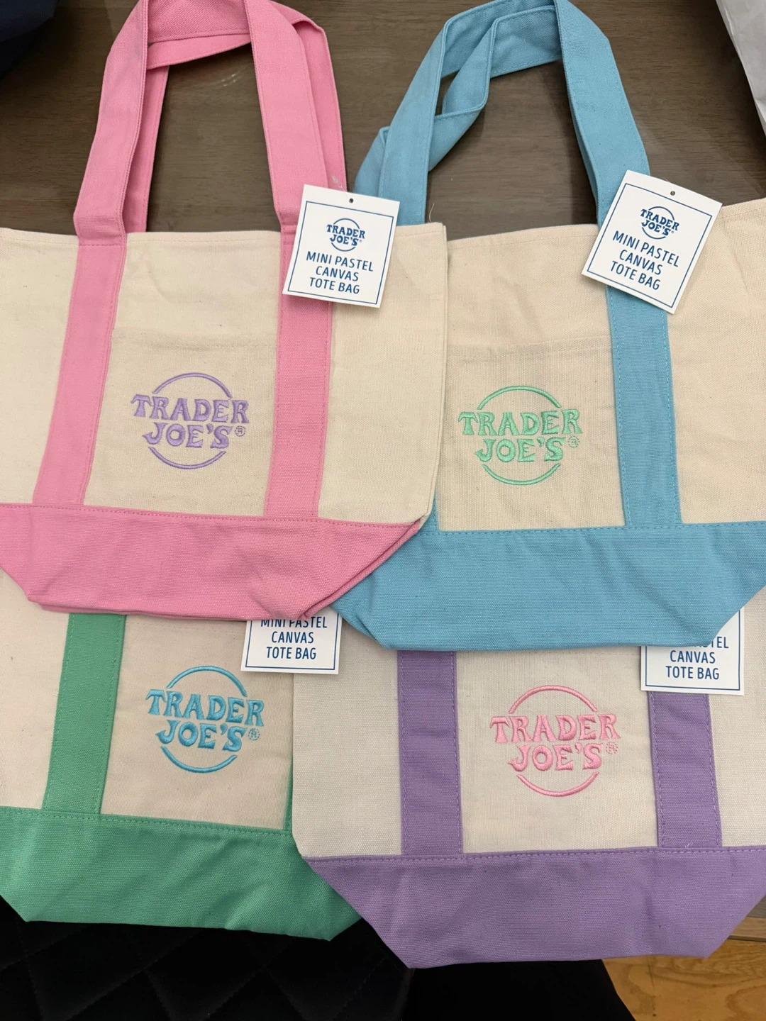 Trader Joe's Mini Pastel Canvas Tote Bag