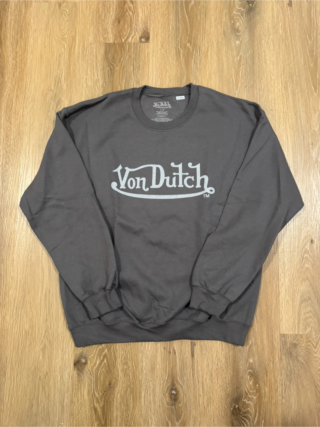 Von Dutch Mens Grey Crewneck Sweater Size Large