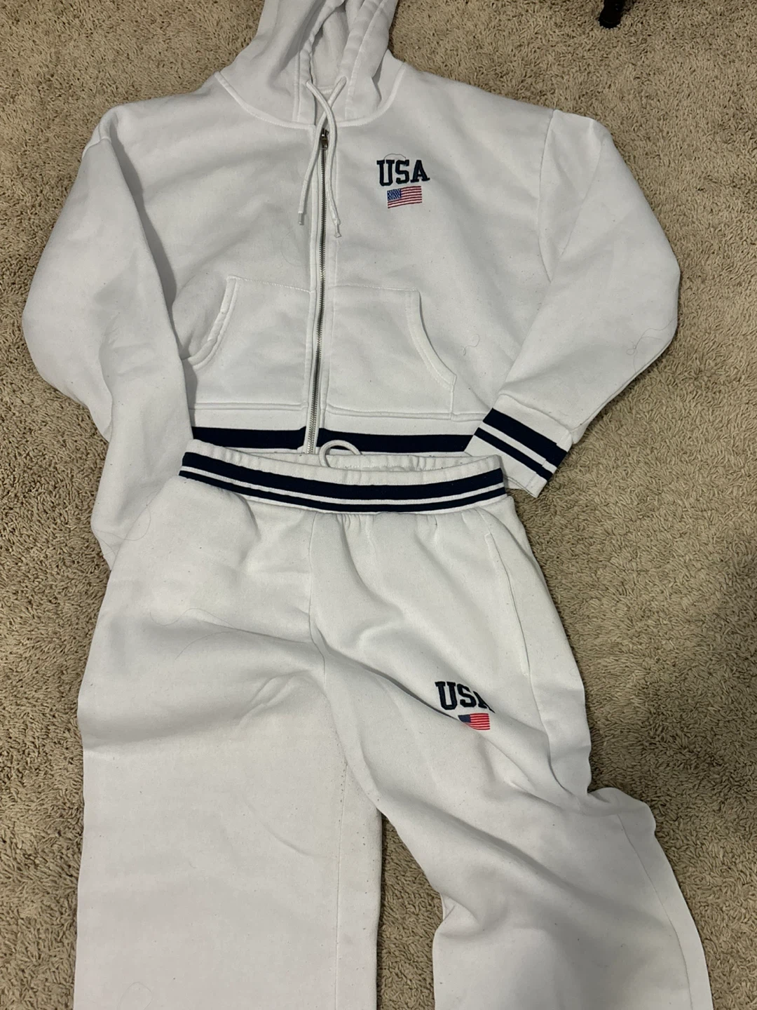 White USA Champion League Jogger Set