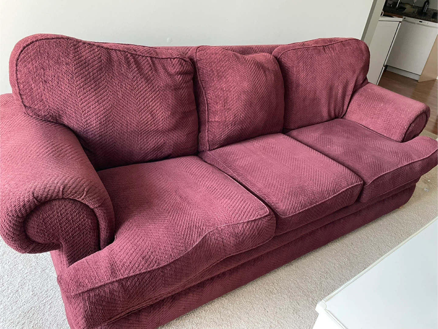 Maroon Fabric Sofa - photo 2