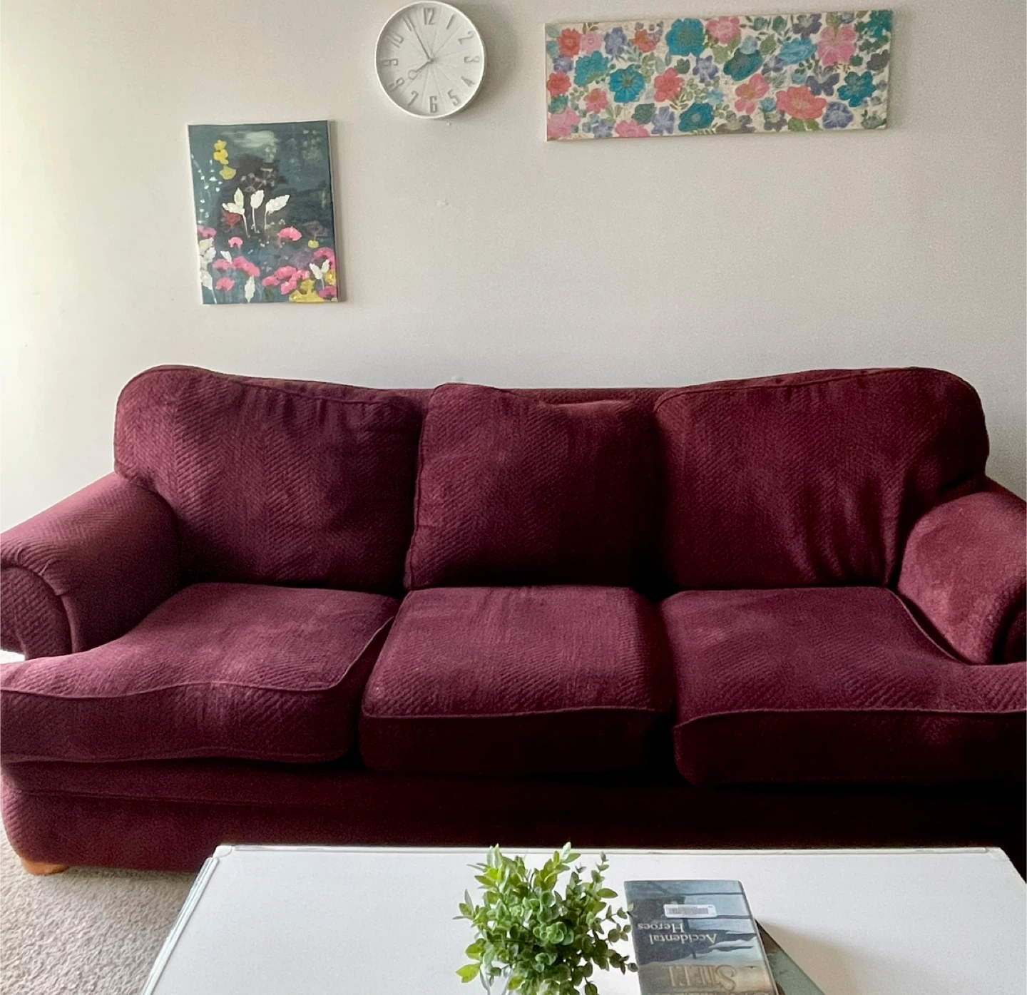 Maroon Fabric Sofa