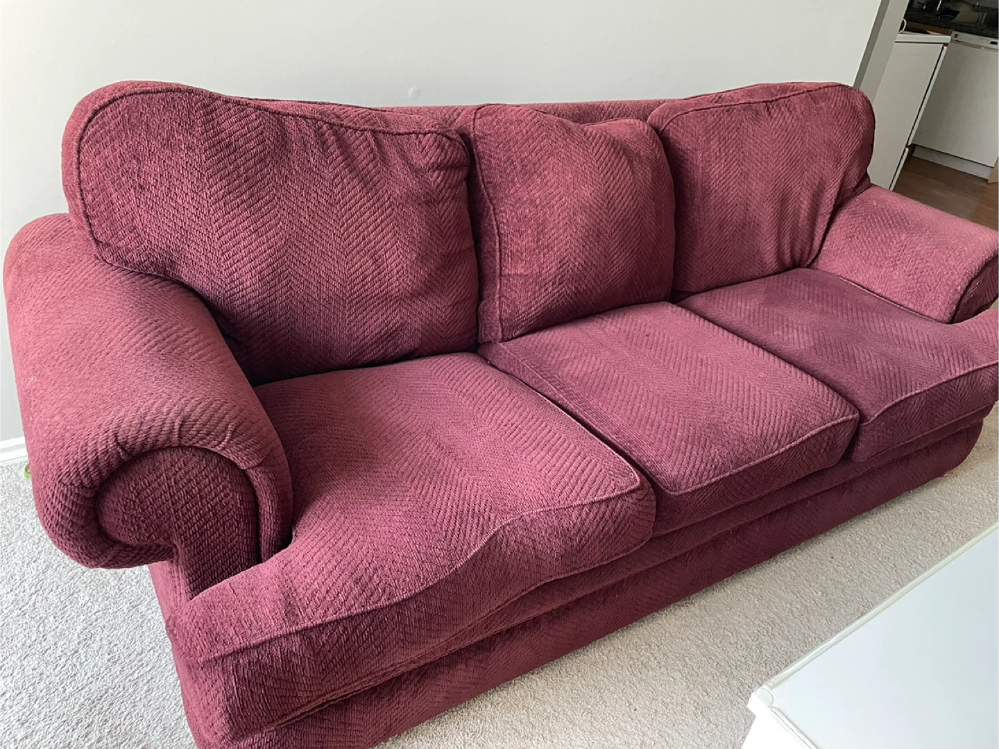 Maroon Fabric Sofa - photo 3