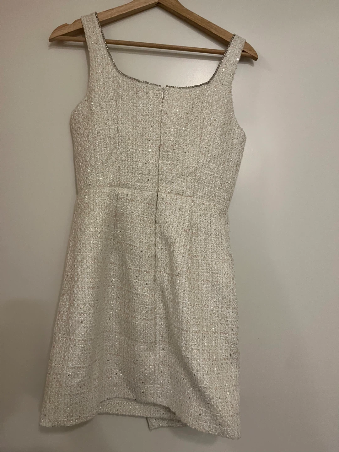 White Tweed Embellished Mini Dress - XS - photo 2