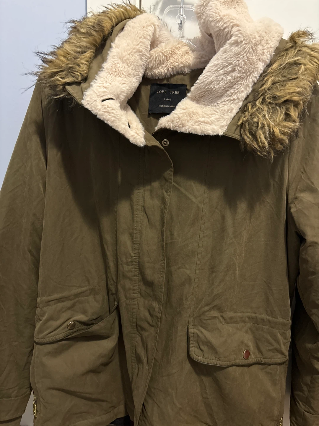 Love Tree Olive Green Fur Lined Hooded Parka Jacket - photo 2