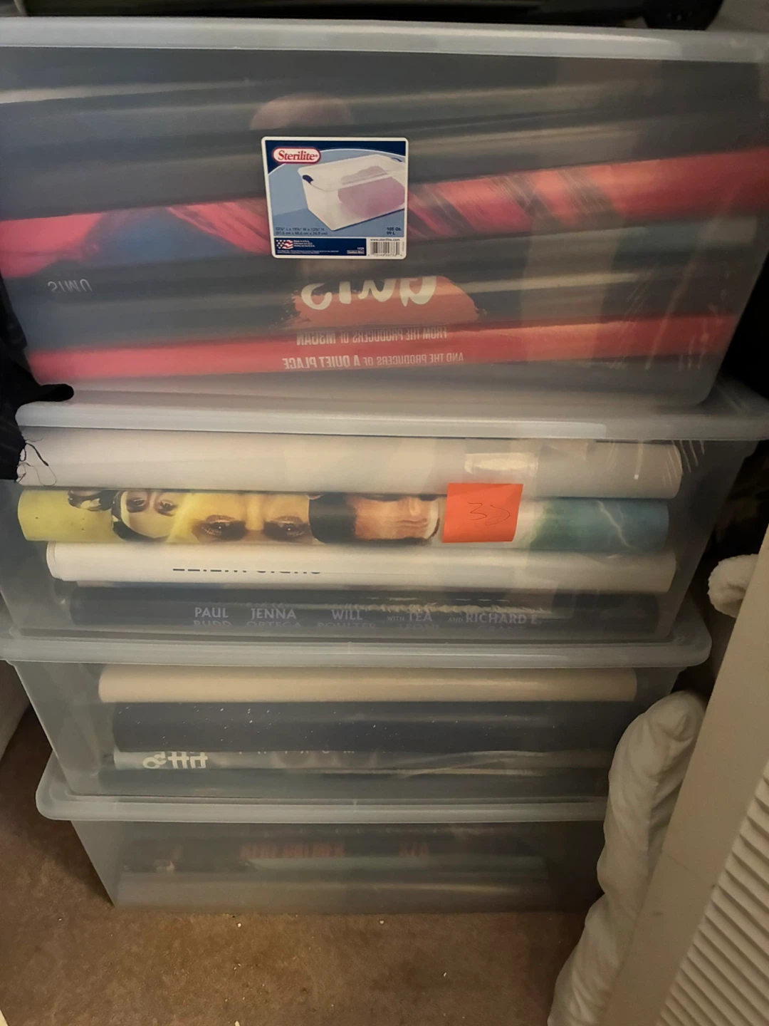 Large Storage Totes with original Movie Posters 27x40 over 50