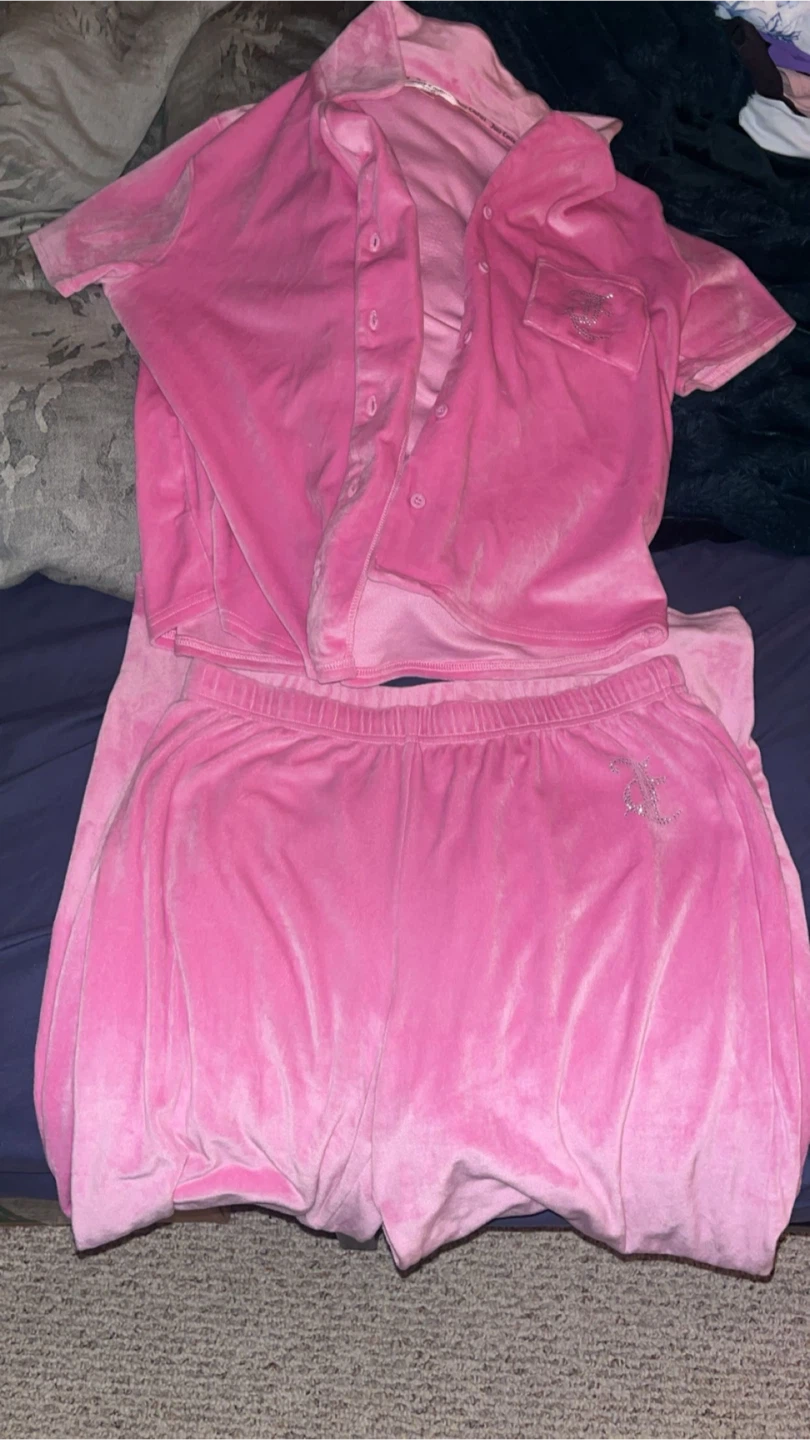 Juicy Couture Pink Velour Tracksuit Set - Size M