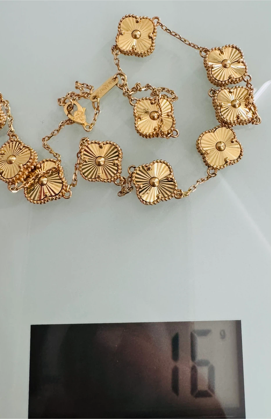 18K Solid Gold Van Cleef & Arpels Alhambra Necklace - photo 3