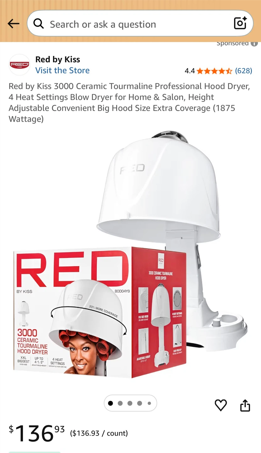 Red by Kiss 3000 Ceramic Tourmaline Hood Dryer - photo 2