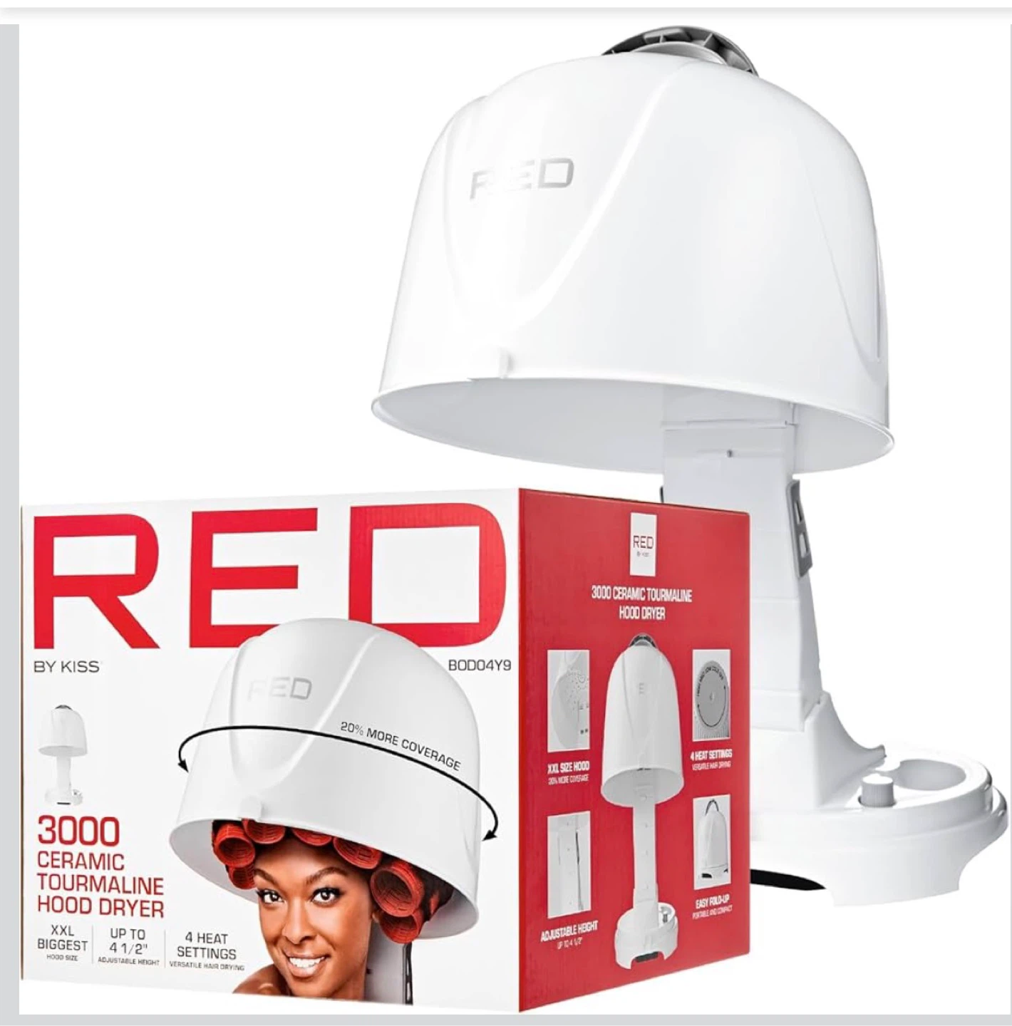 Red by Kiss 3000 Ceramic Tourmaline Hood Dryer - photo 3