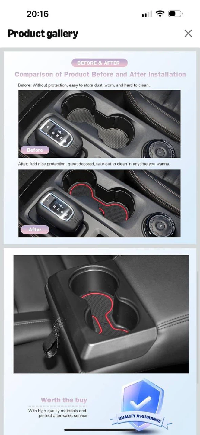 LUWU Ford Ranger 2024 Console Liners XL XLT Lariat Raptor - photo 4