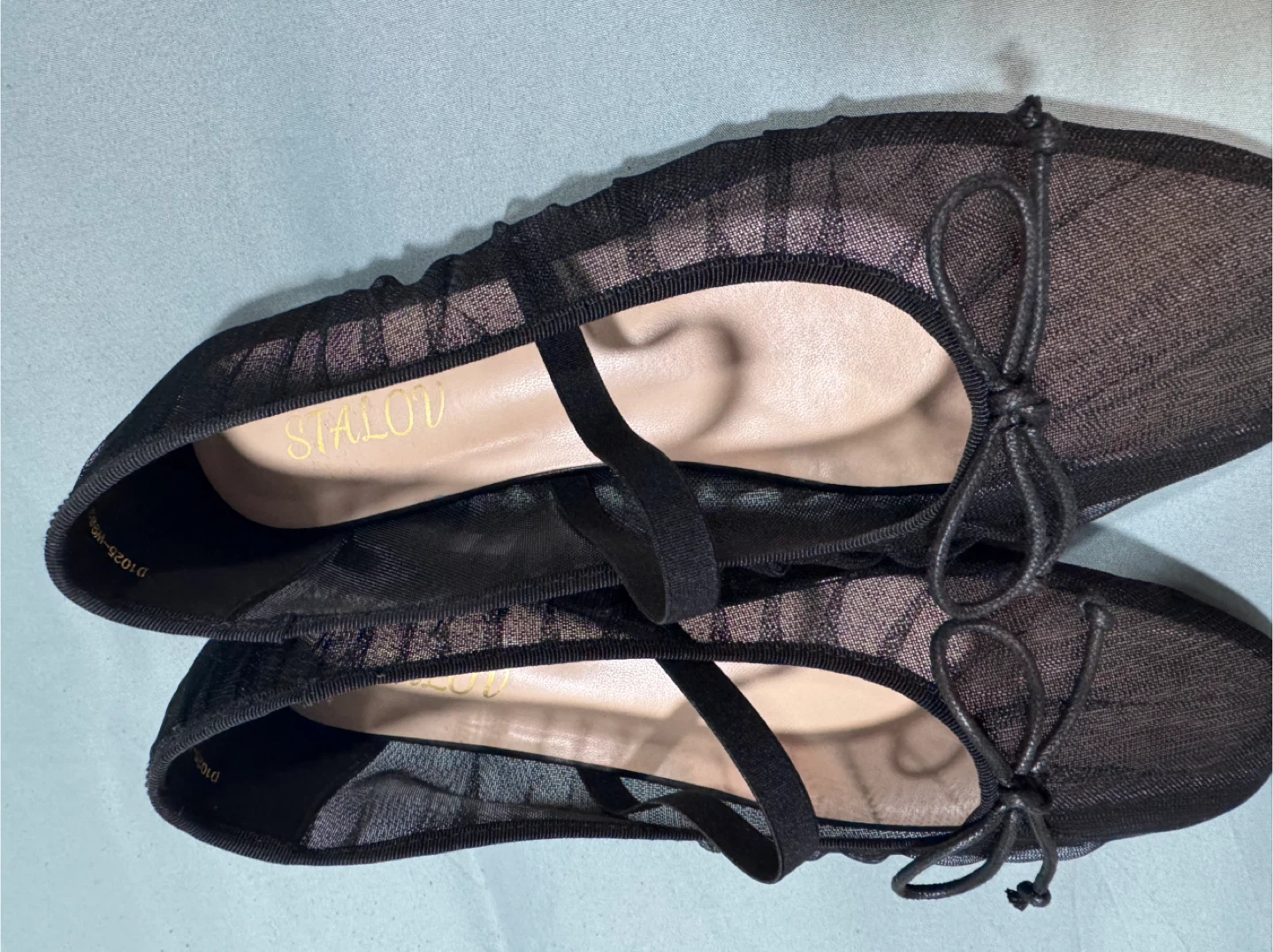New - Same Day Availability- Black Mesh Ballet Flats with Bows