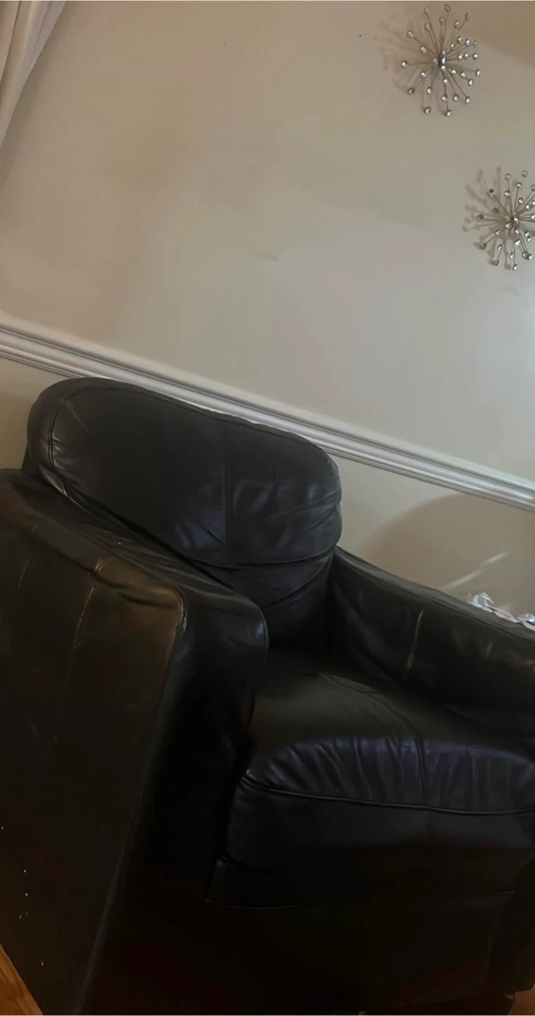 Black Leather Sofa and Armchair Set - photo 2