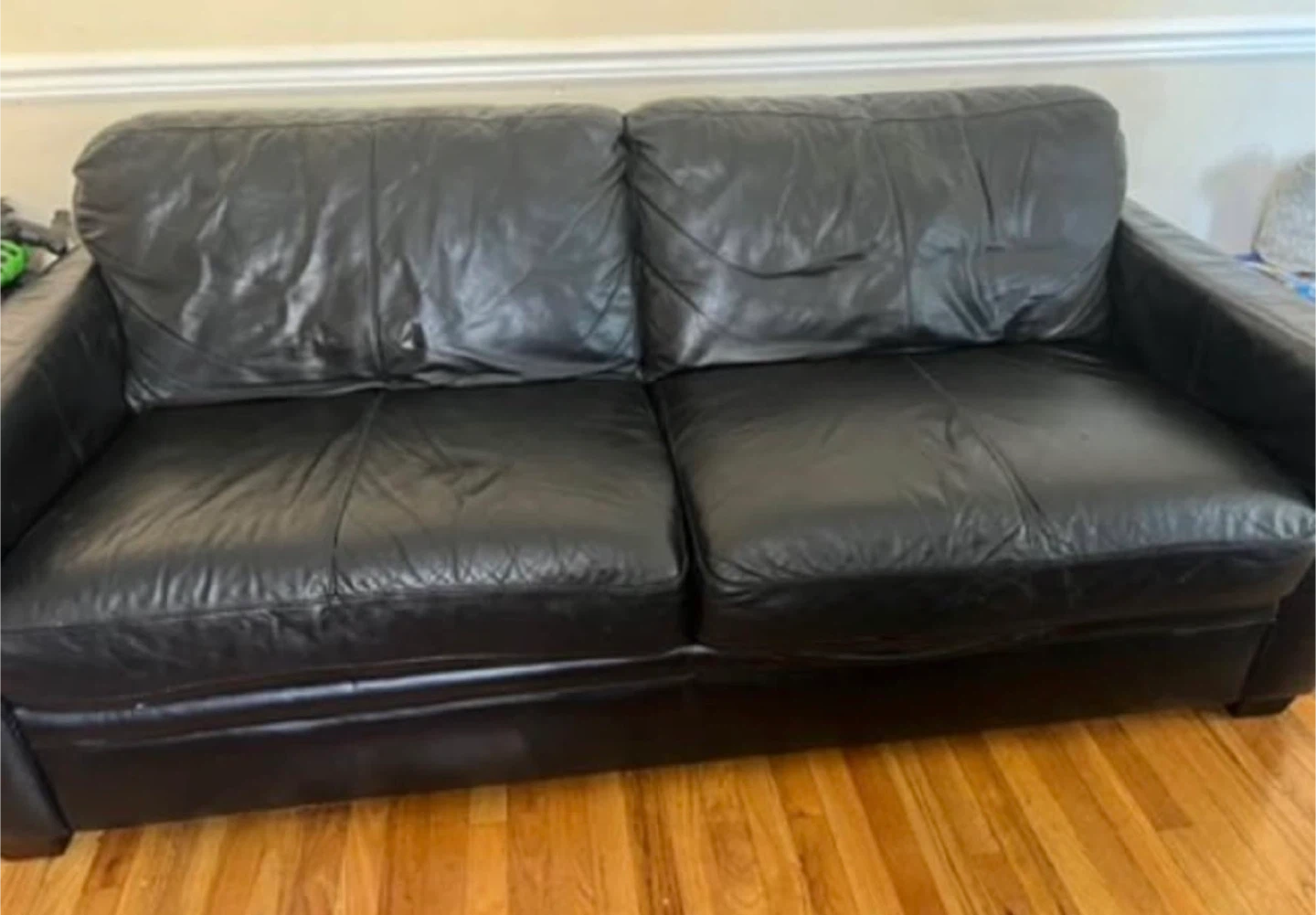 Black Leather Sofa and Armchair Set