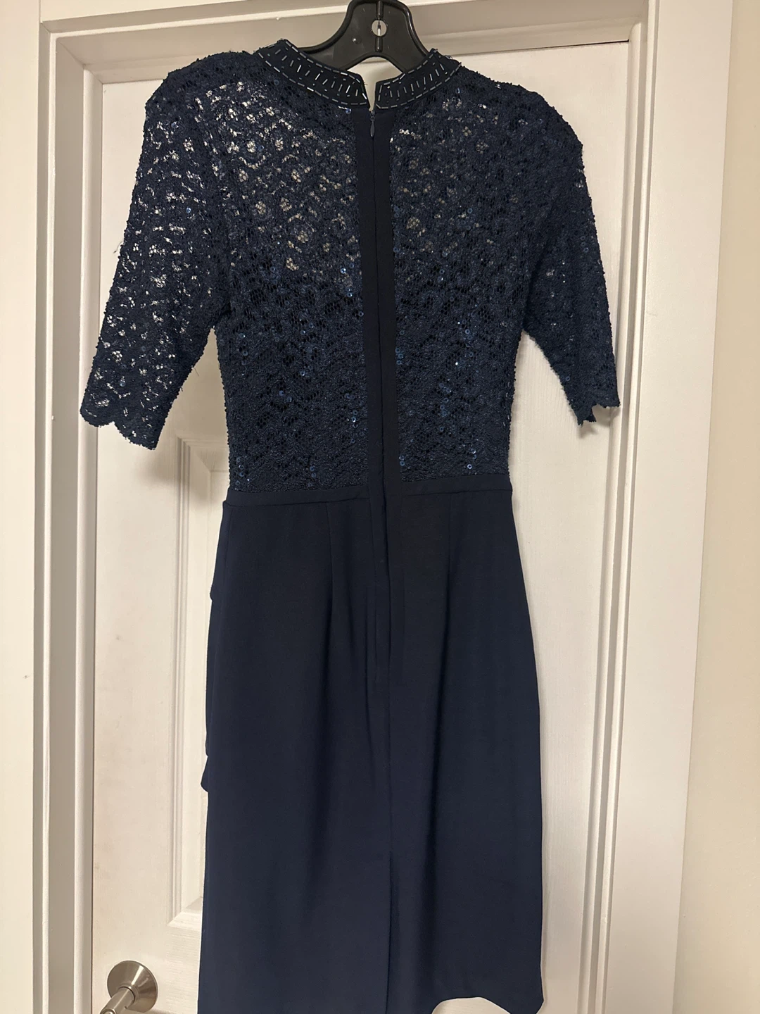 Betsy & Adam Navy Lace Sequined Dress Size 2 - photo 3