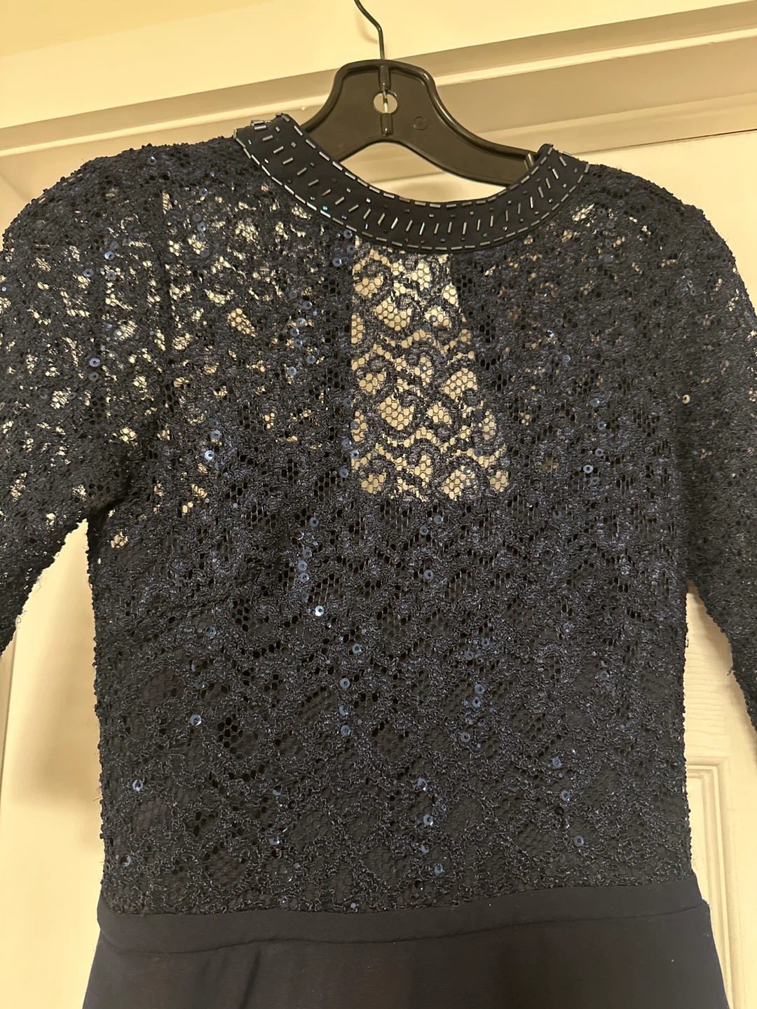 Betsy & Adam Navy Lace Sequined Dress Size 2 - photo 2