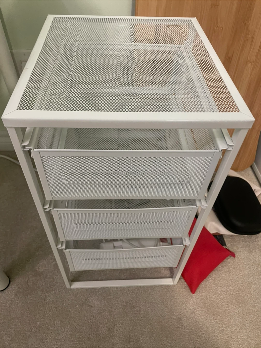White 3-Drawer Mesh Storage Cart