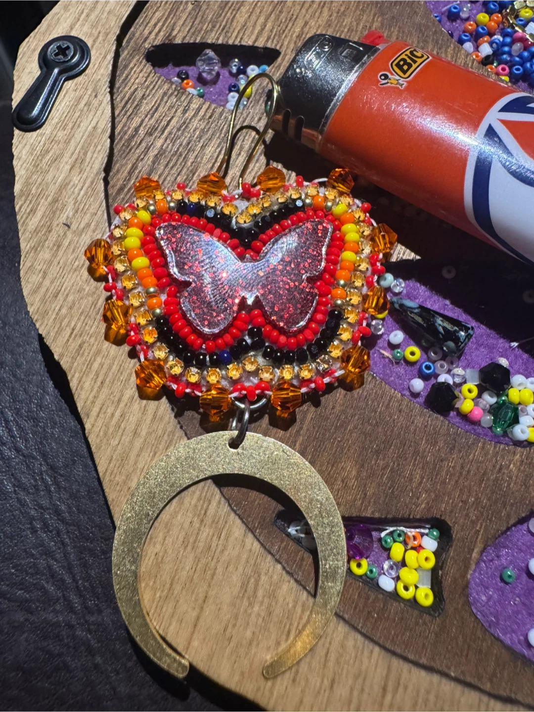 Fire butterfly beaded Earrings - photo 4