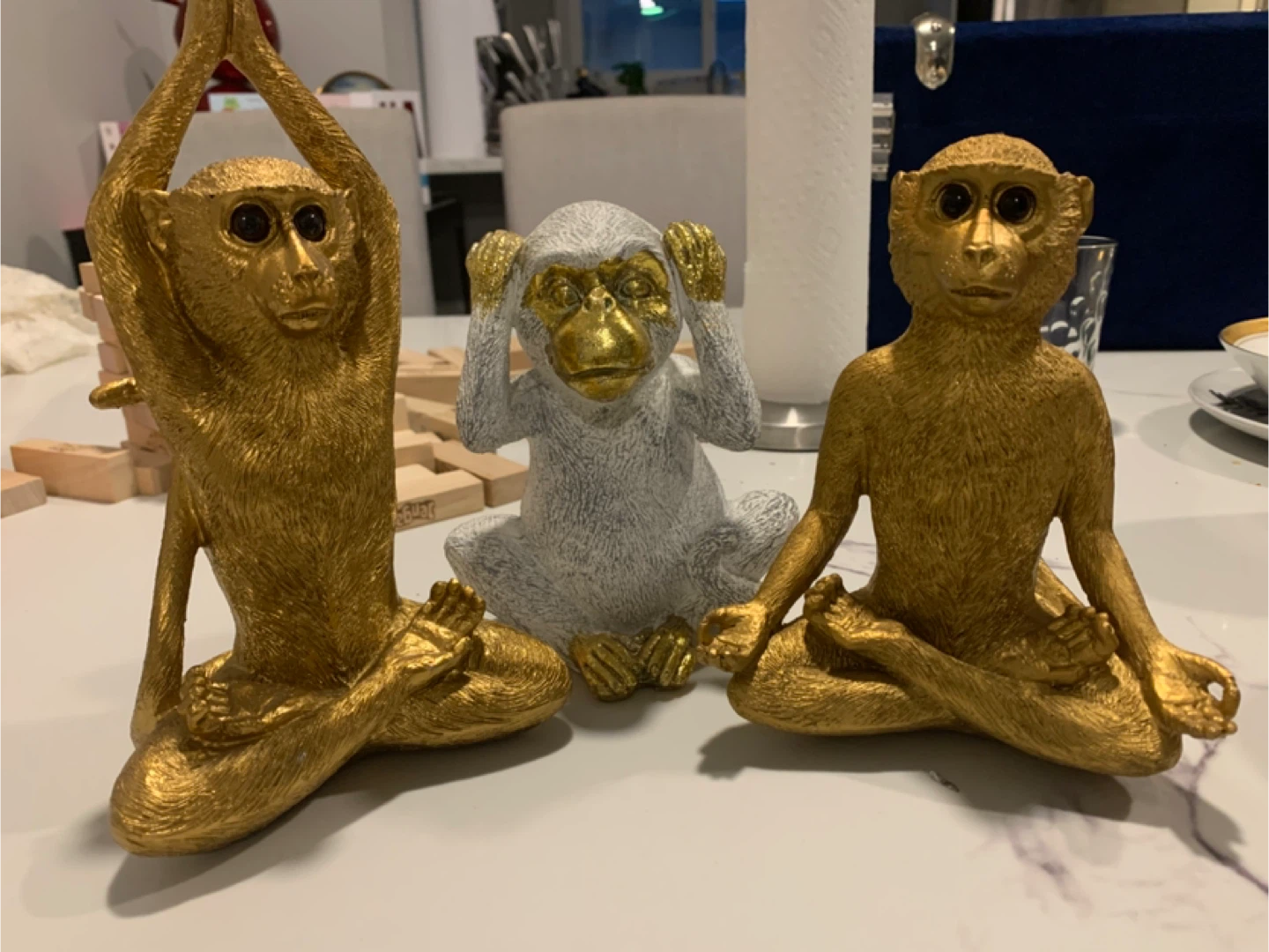 Golden Yoga Monkey Figurine