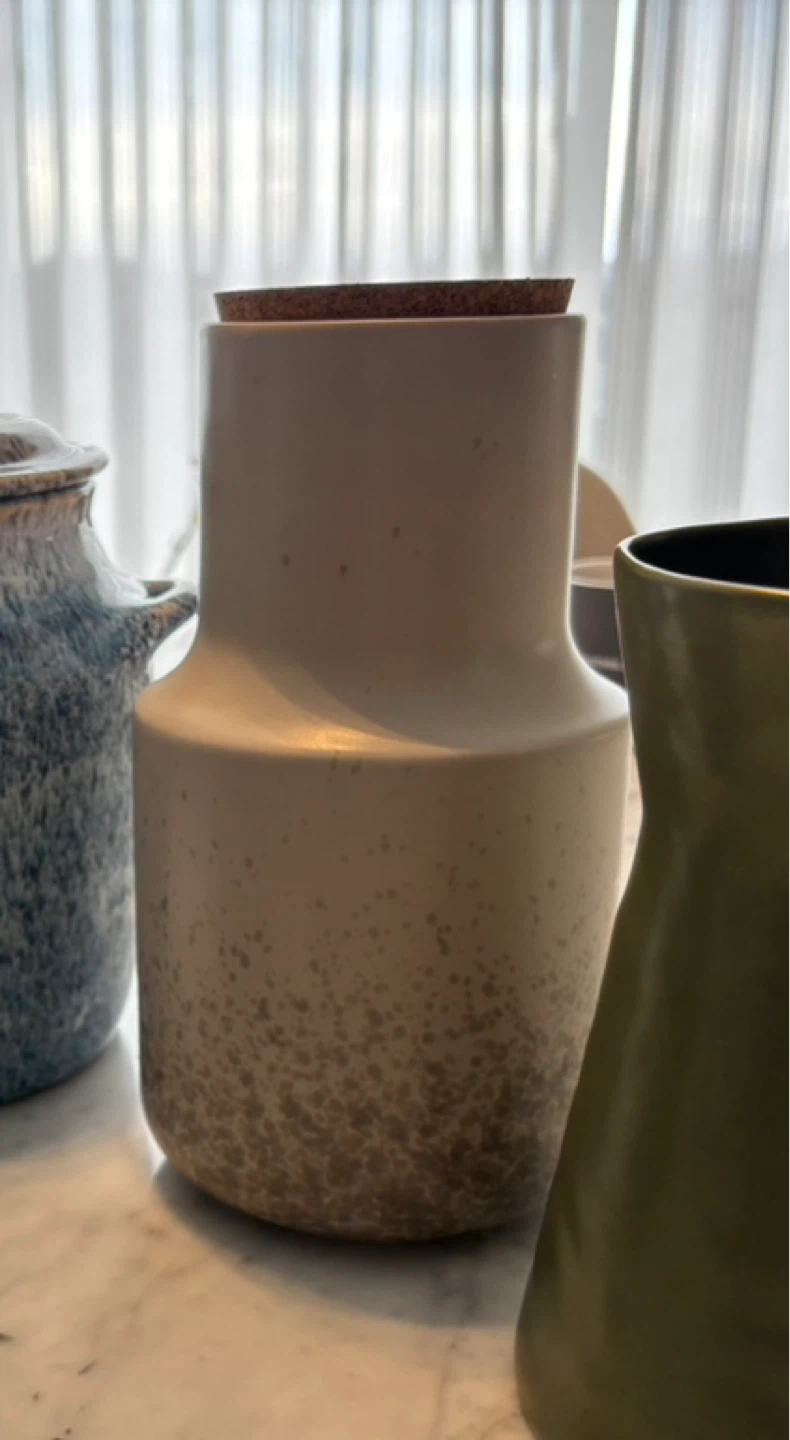 Speckled Ceramic Jar with Cork Lid