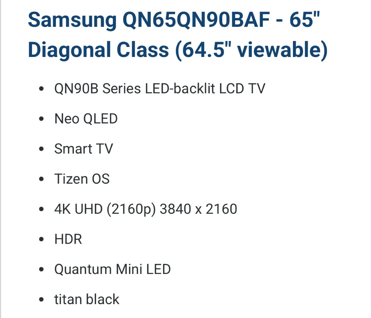 Samsung QN65QN90BAF Neo QLED 4K UHD Smart TV - photo 2