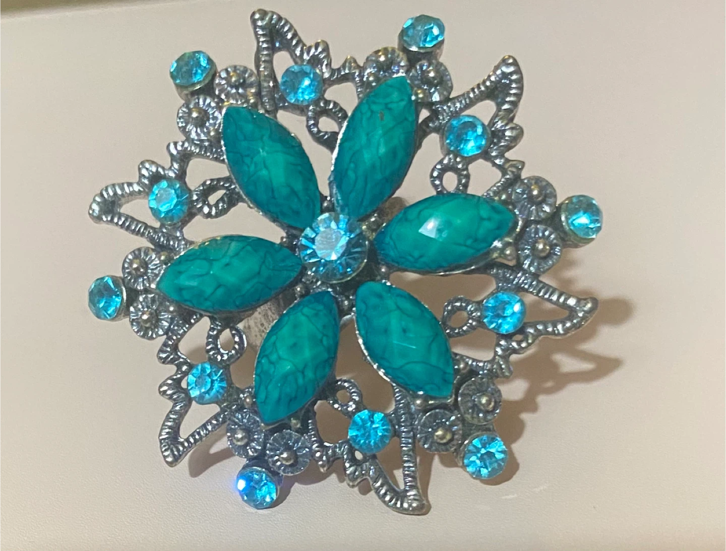 Statement Ring with Turquoise and Blue Gems - photo 4