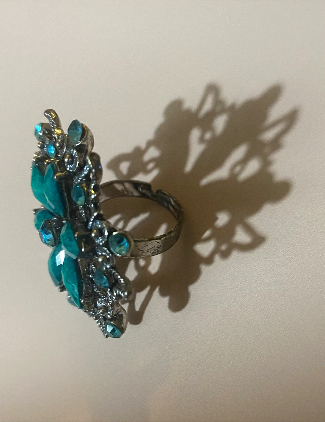 Statement Ring with Turquoise and Blue Gems - photo 2