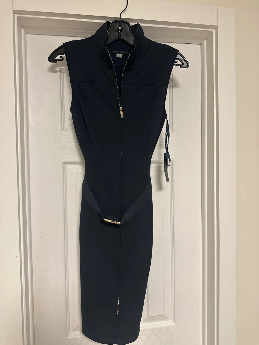 New Tommy Hilfiger Navy Sleeveless Zipper Dress Size 2