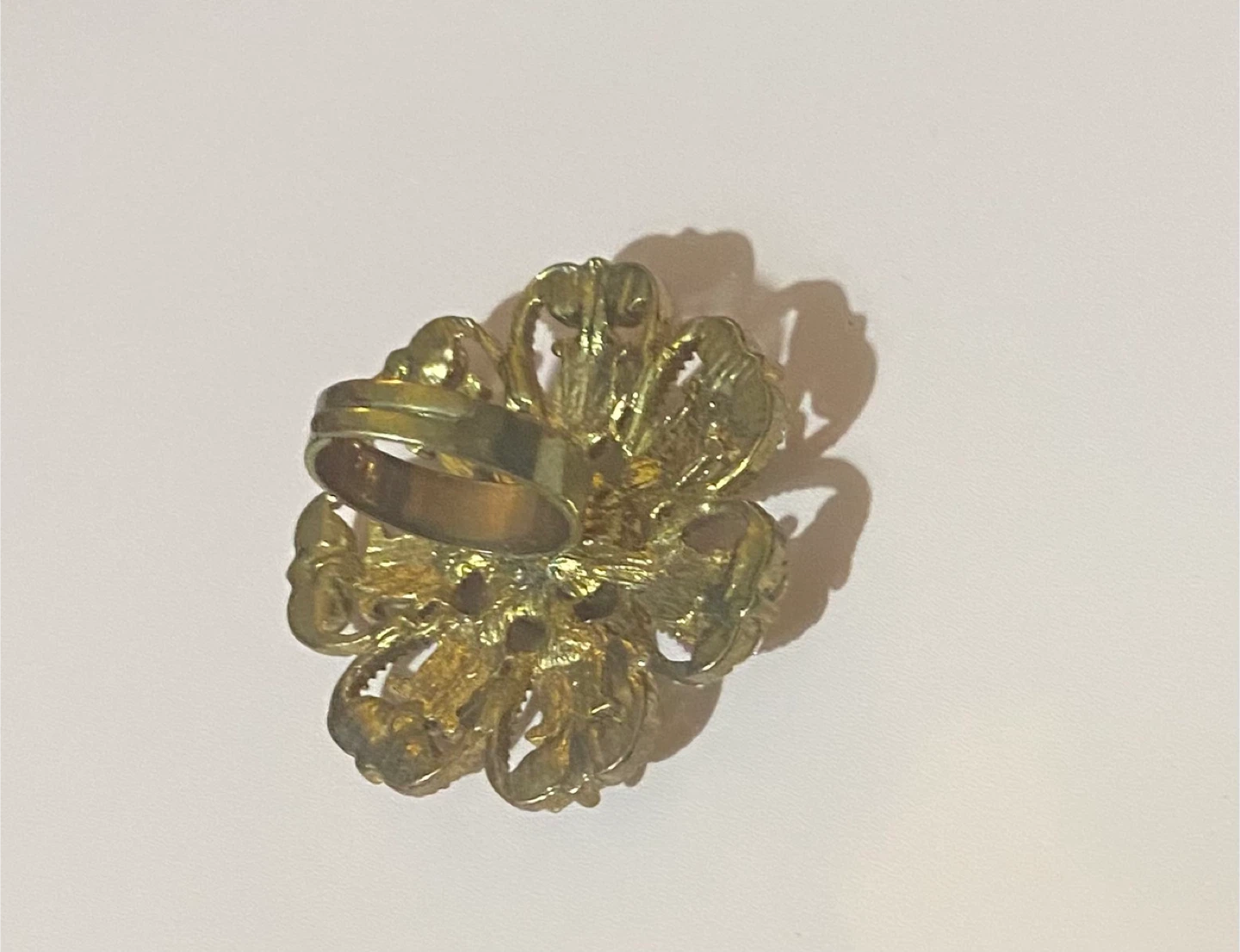 Gold Tone Floral Ring with Faux Gems - photo 2