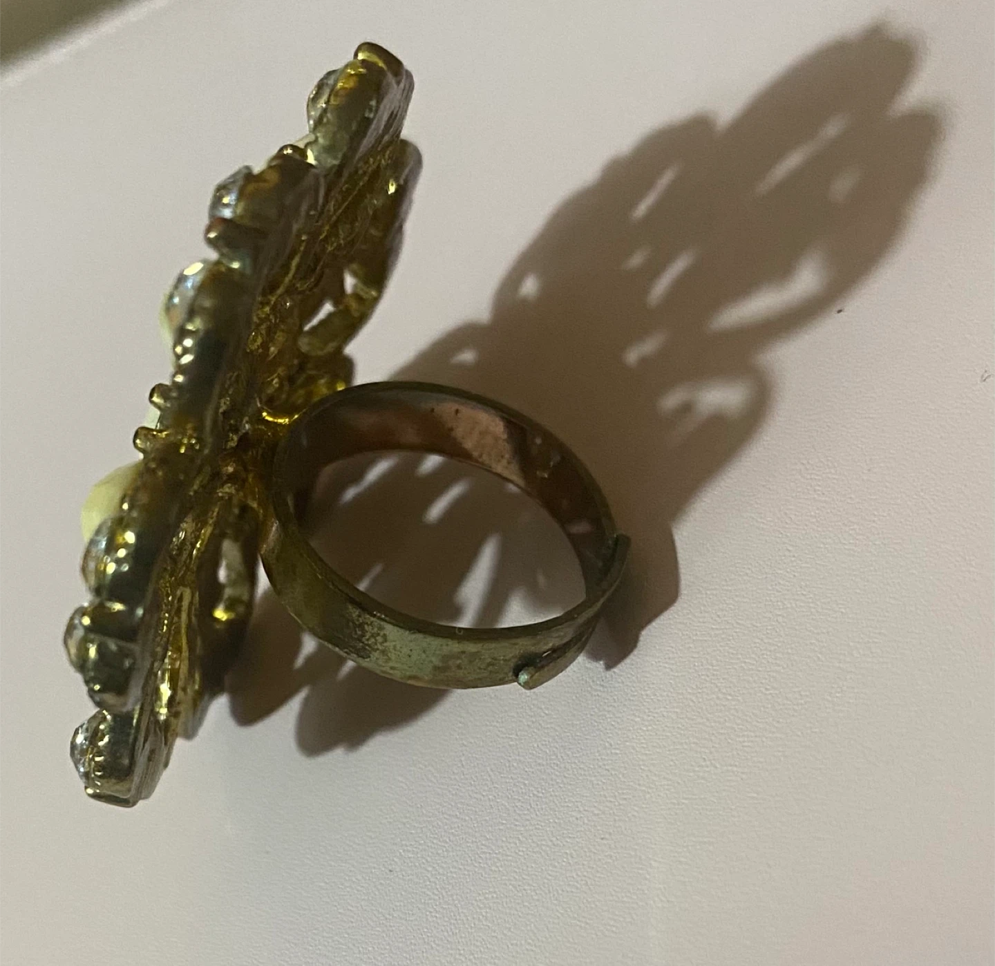 Gold Tone Floral Ring with Faux Gems - photo 3