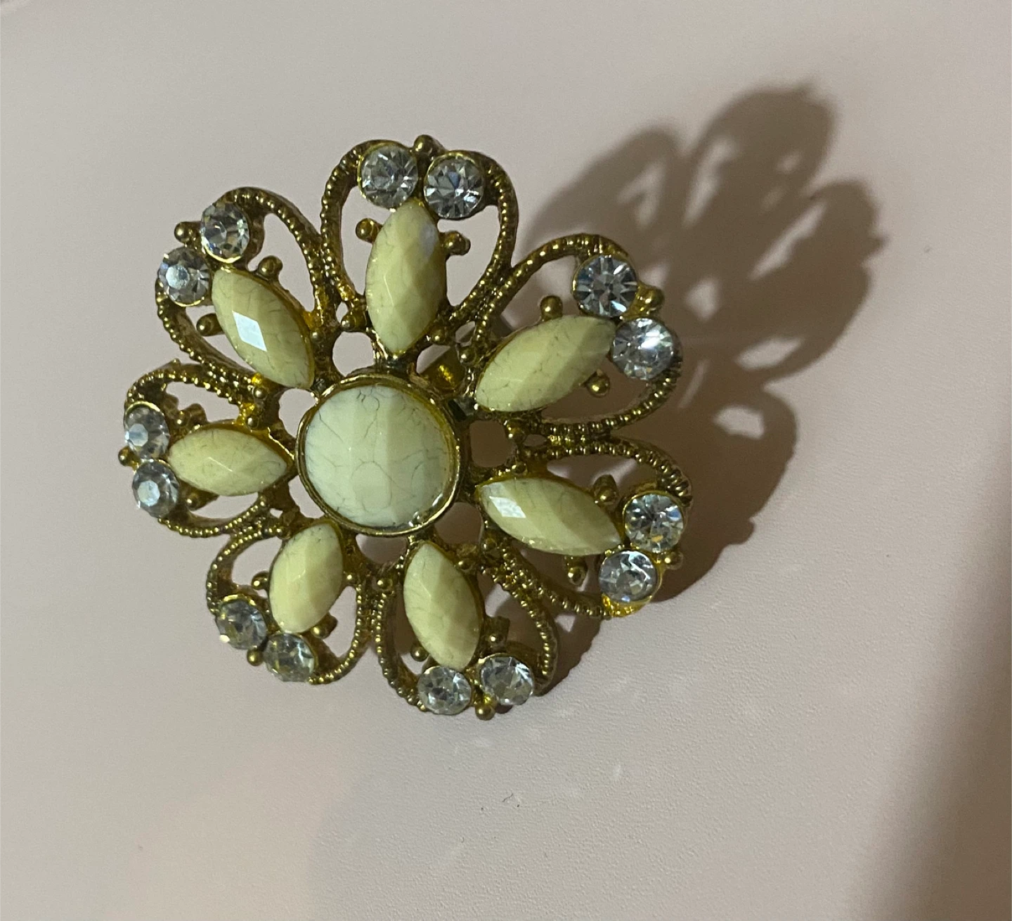 Gold Tone Floral Ring with Faux Gems - photo 4