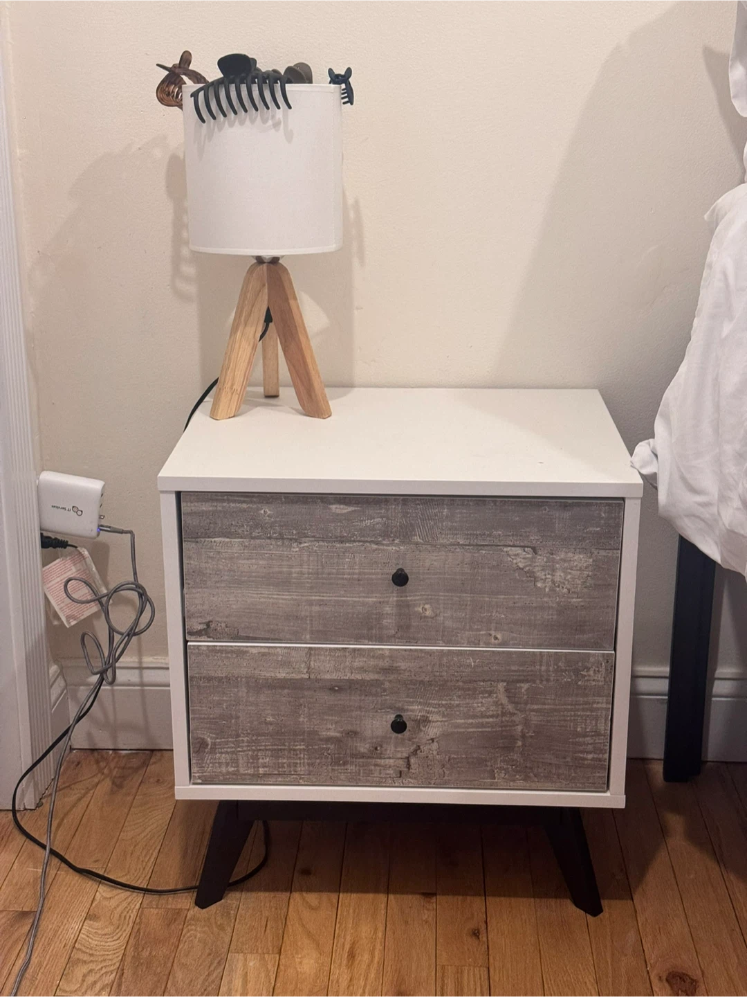 2-Drawer Nightstand with Wood-Look Drawer Fronts