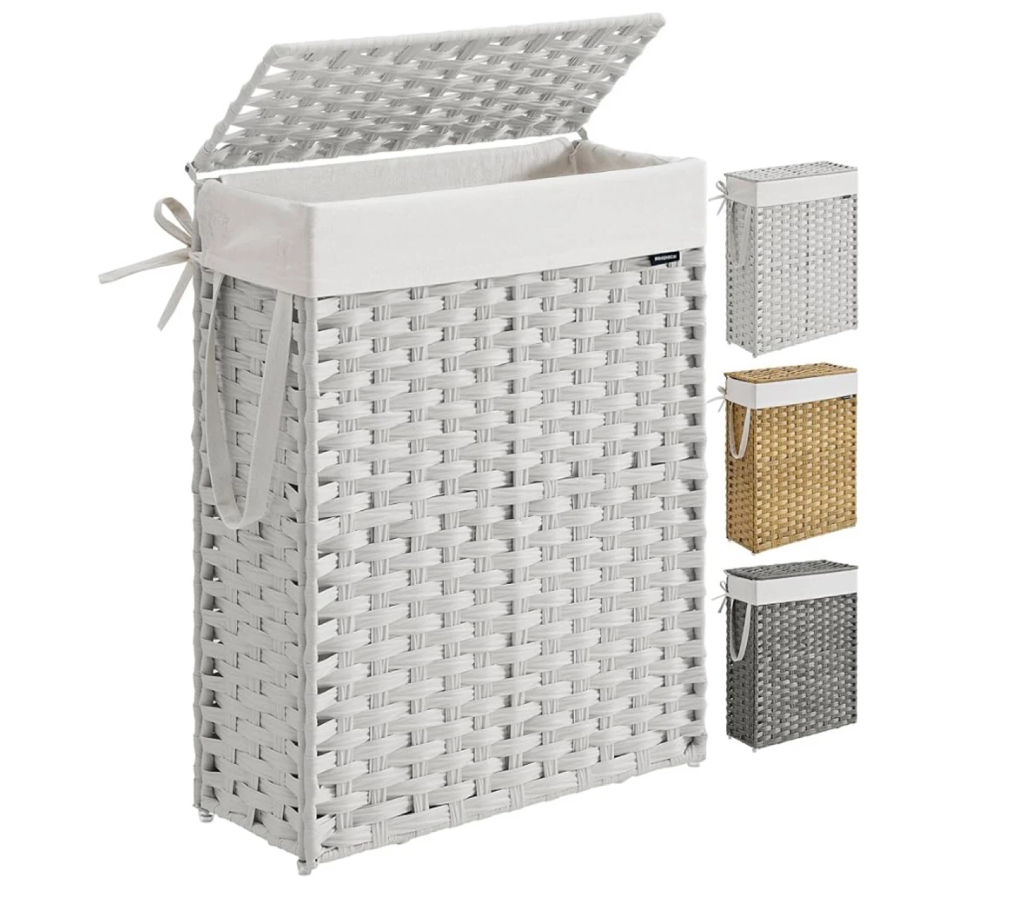 Slim Laundry Hamper with Lid 55L – Rattan Style,  Vacuum Sealed