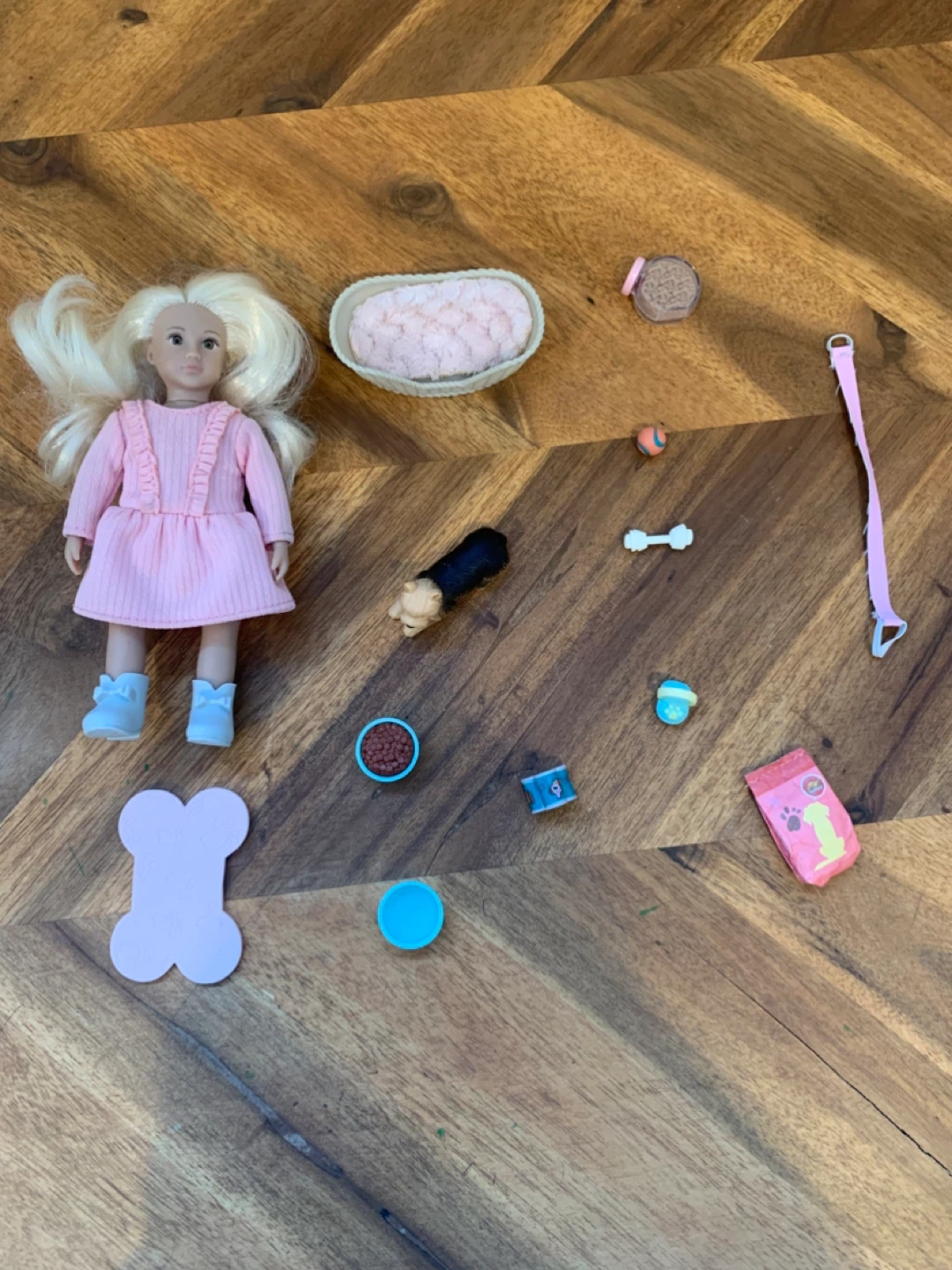 Mini Doll with Dog Accessories Set