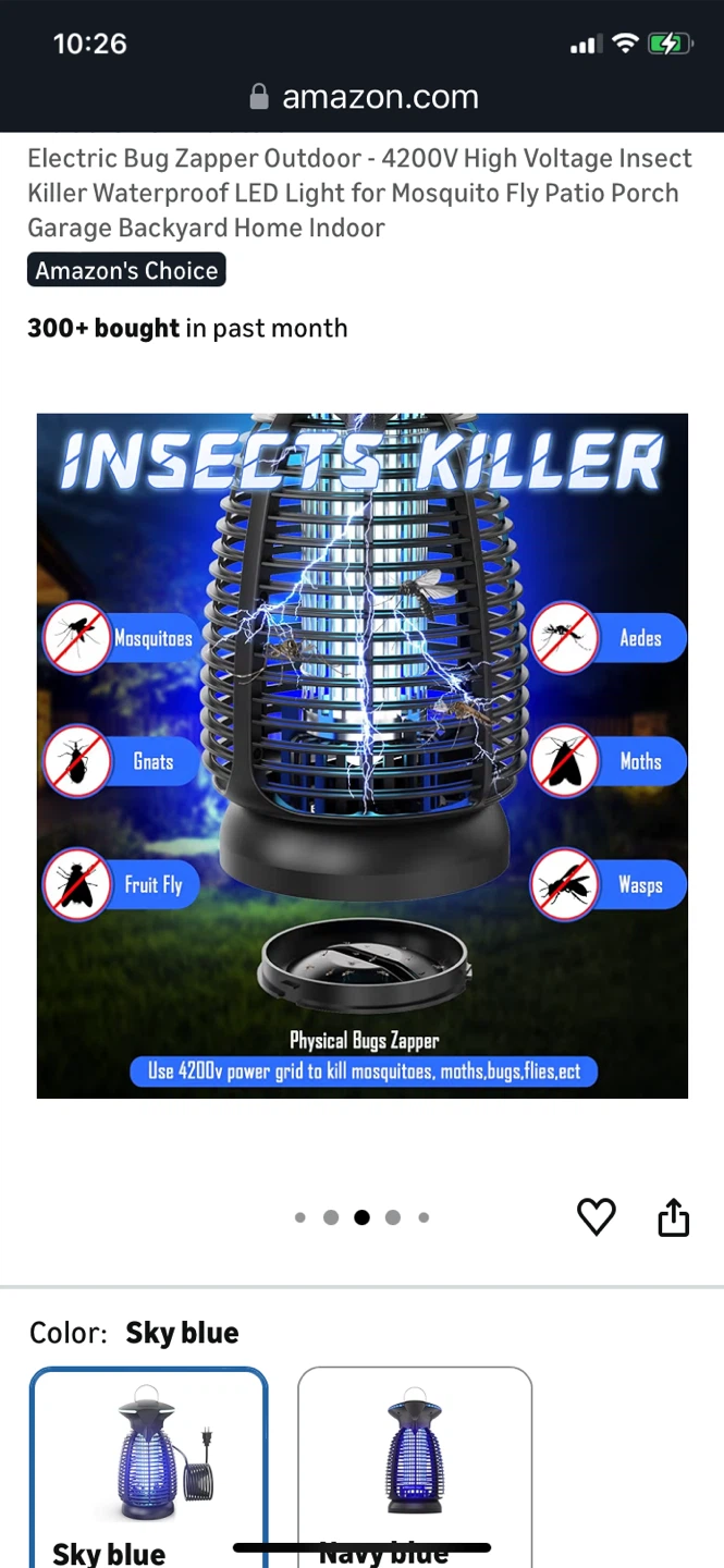 Big Sale-Electric Bug Zapper Outdoor - 4200V Vol Insect Killer - photo 3