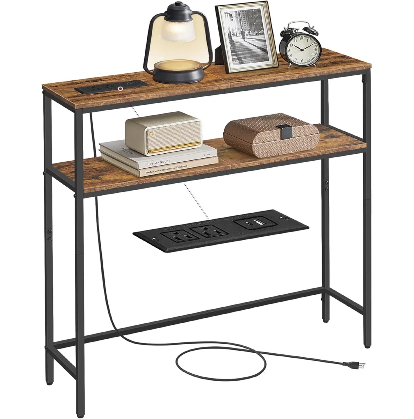 Console Table with Power Outlet – Narrow Sofa Table