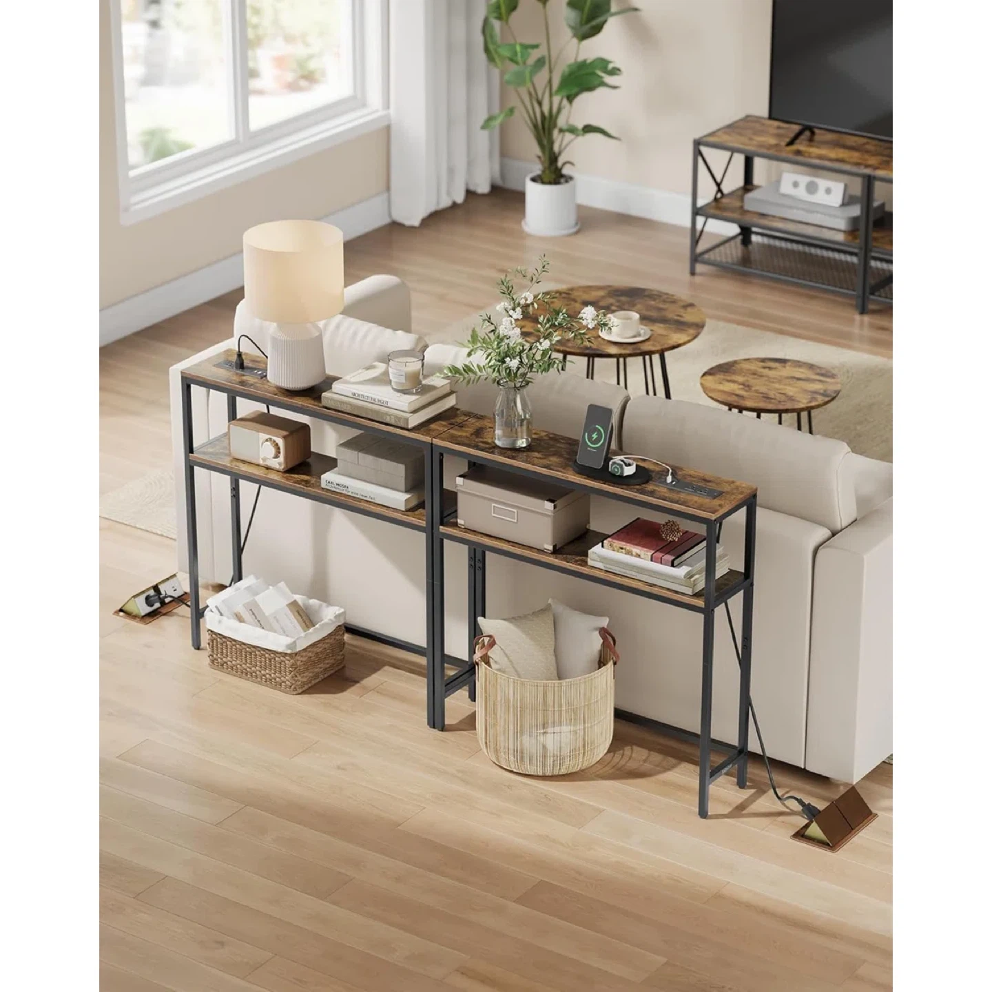 Console Table with Power Outlet – Narrow Sofa Table - photo 2
