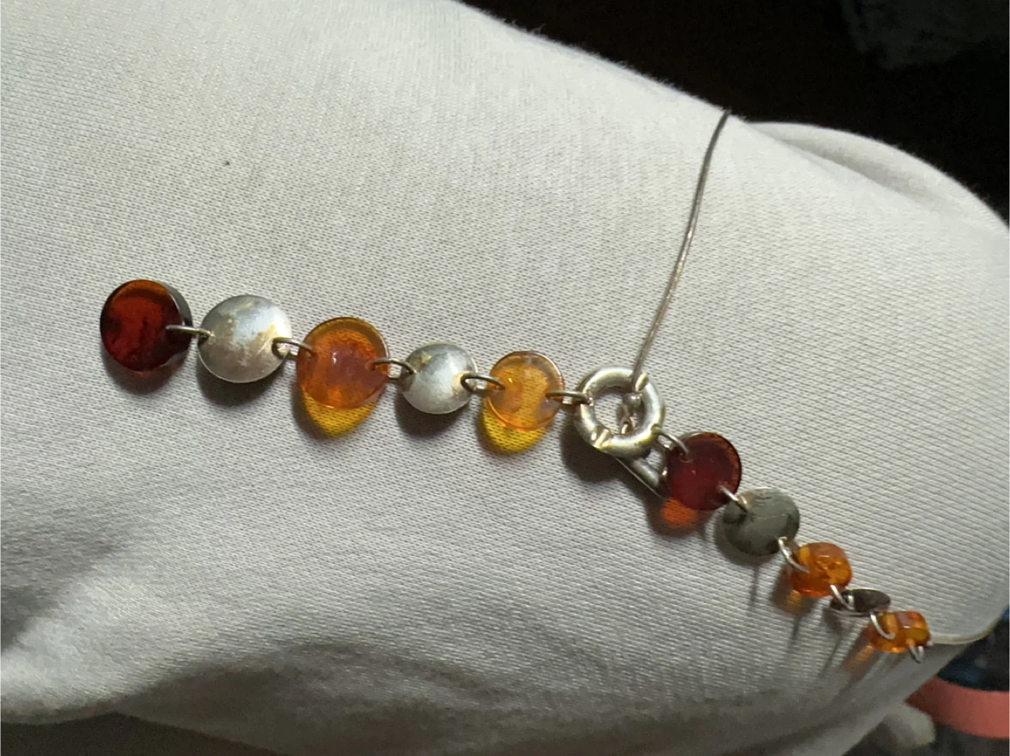 Vintage Amber & Sterling Silver Necklace – Unique T-Bar Design - photo 5