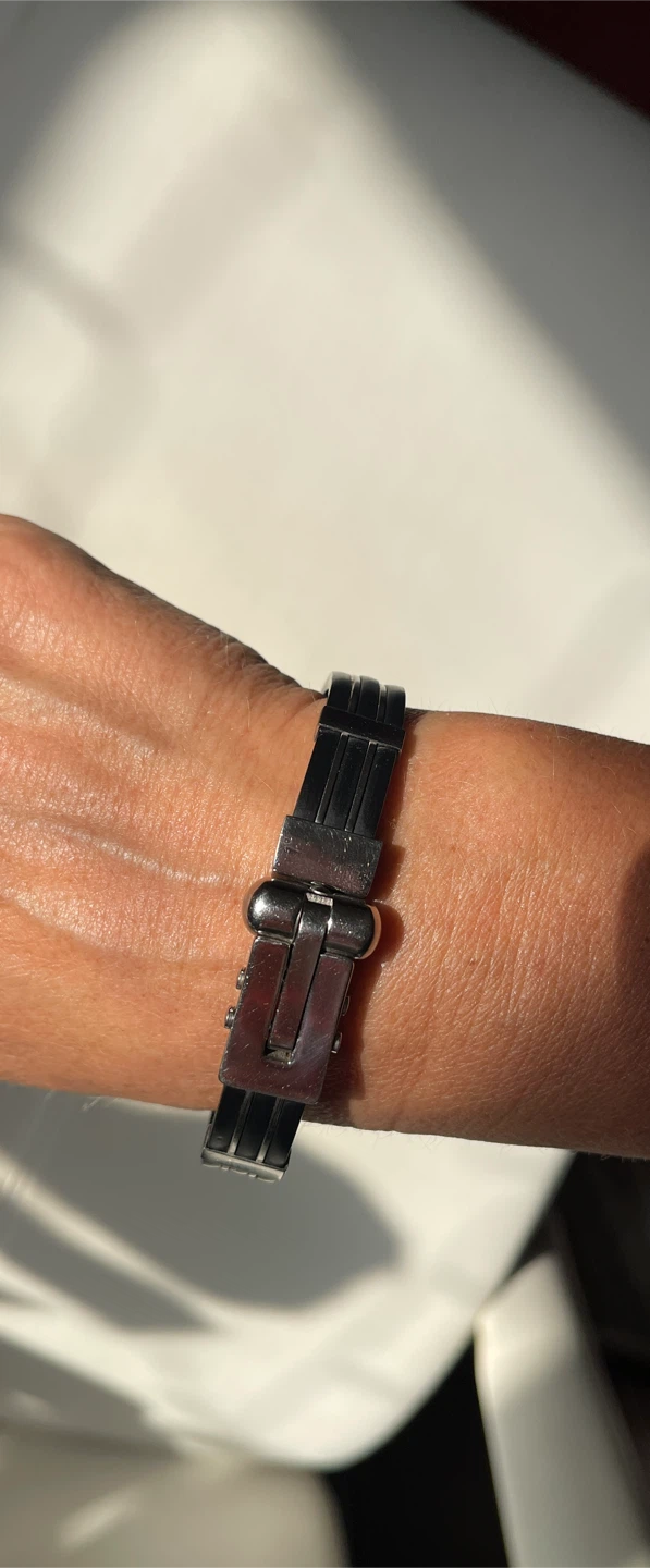 Black Rubber and Stainless Steel Bracelet - photo 3