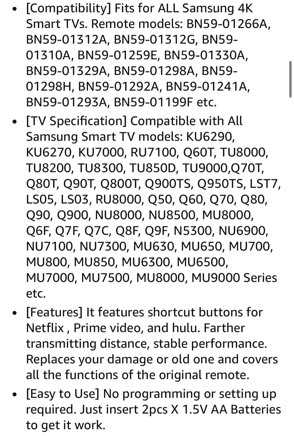NEW - Universal Remote Control for Samsung Smart TVs - photo 2