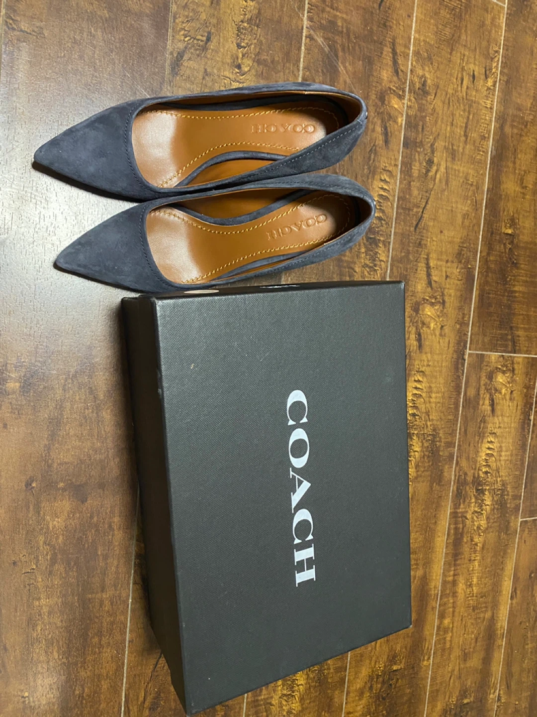 COACH Suede Pointed Toe Heels - Grey