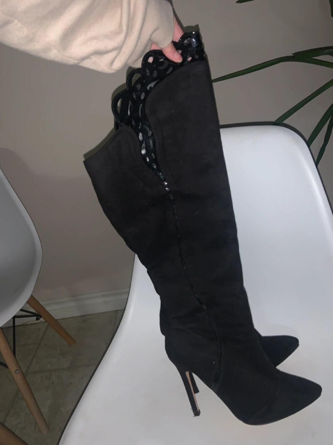 Black knee high heels
