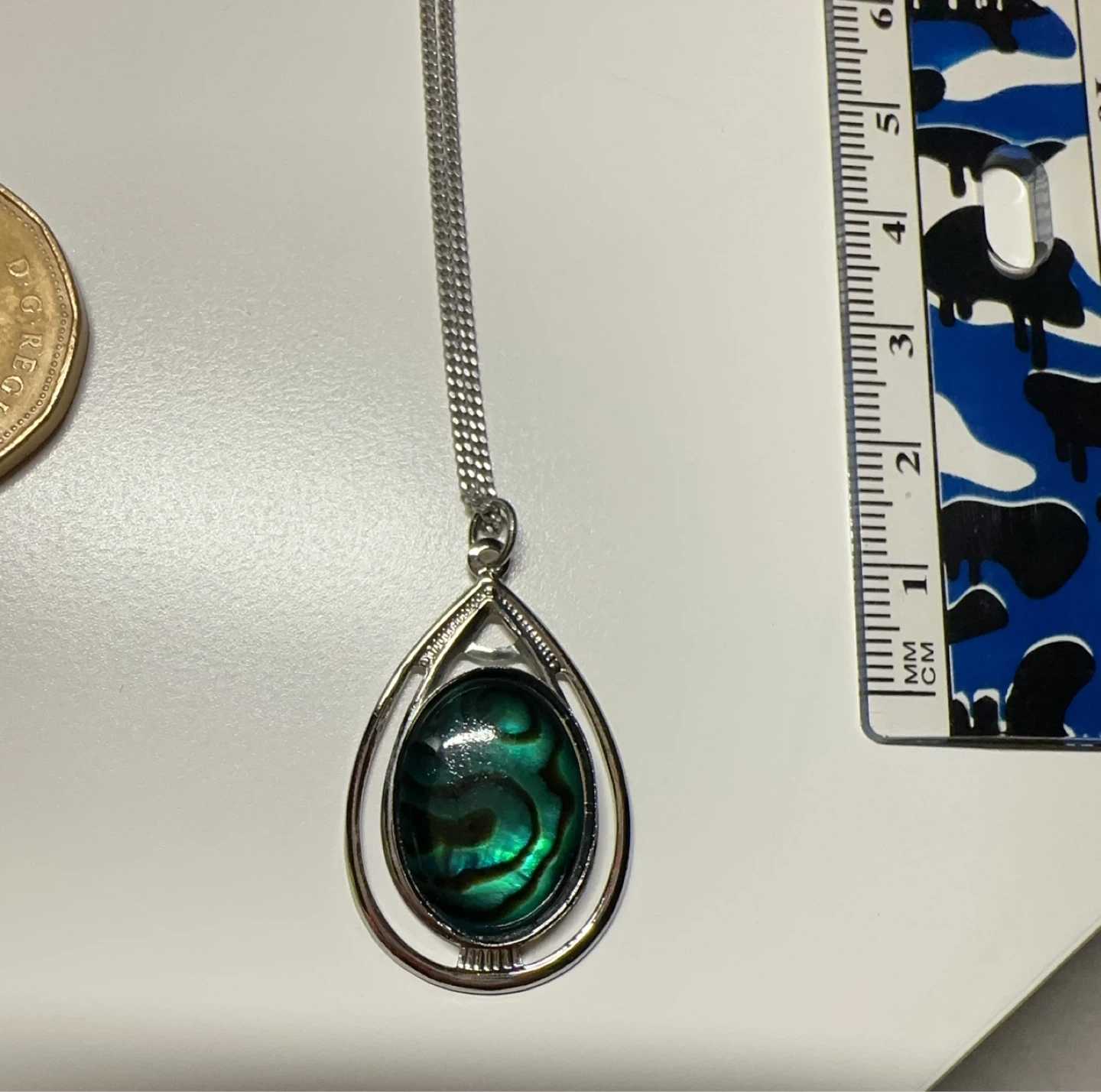 Sterling Silver 925 Pendant Necklace with Abalone
