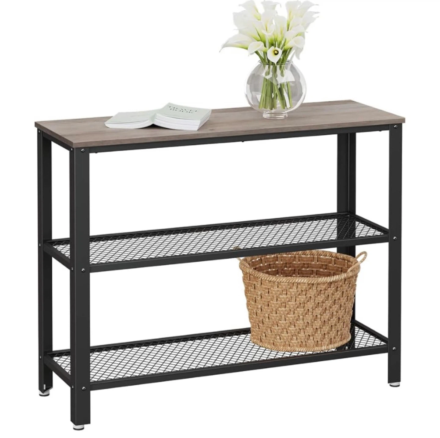 VASAGLE 40” Industrial Console Table – 3-Tier, Greige & Black - photo 4