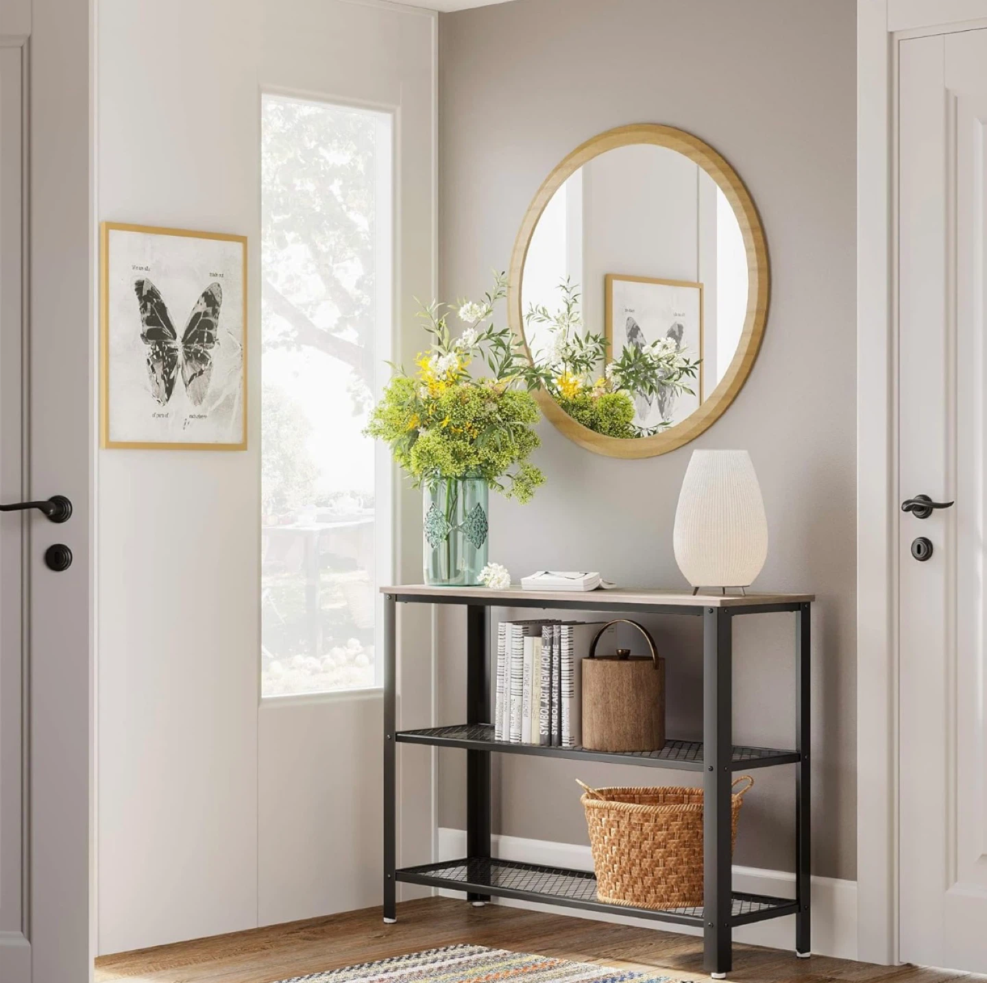 VASAGLE 40” Industrial Console Table – 3-Tier, Greige & Black - photo 3