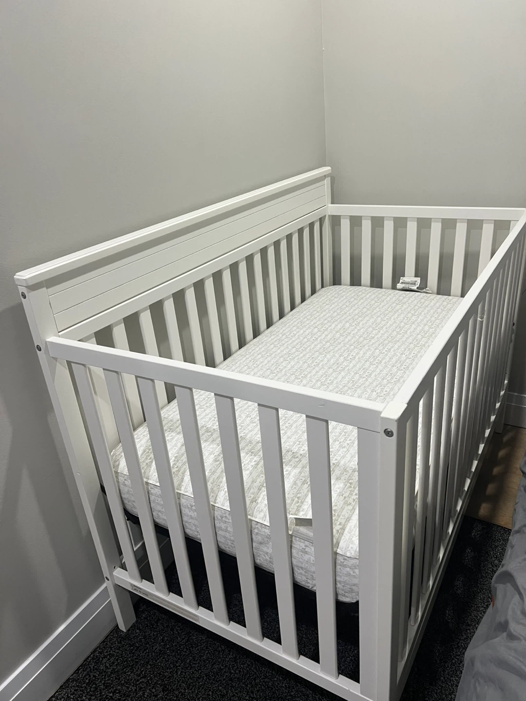 White Baby Crib with Mattress