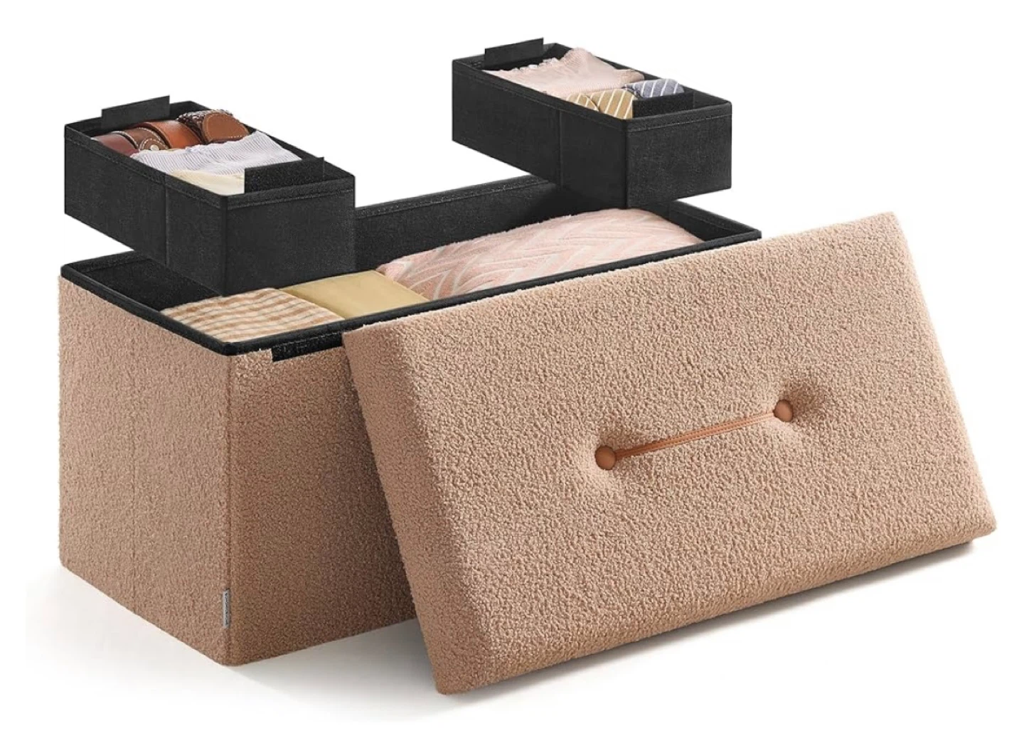 Folding Storage Ottoman – Camel Brown - photo 2