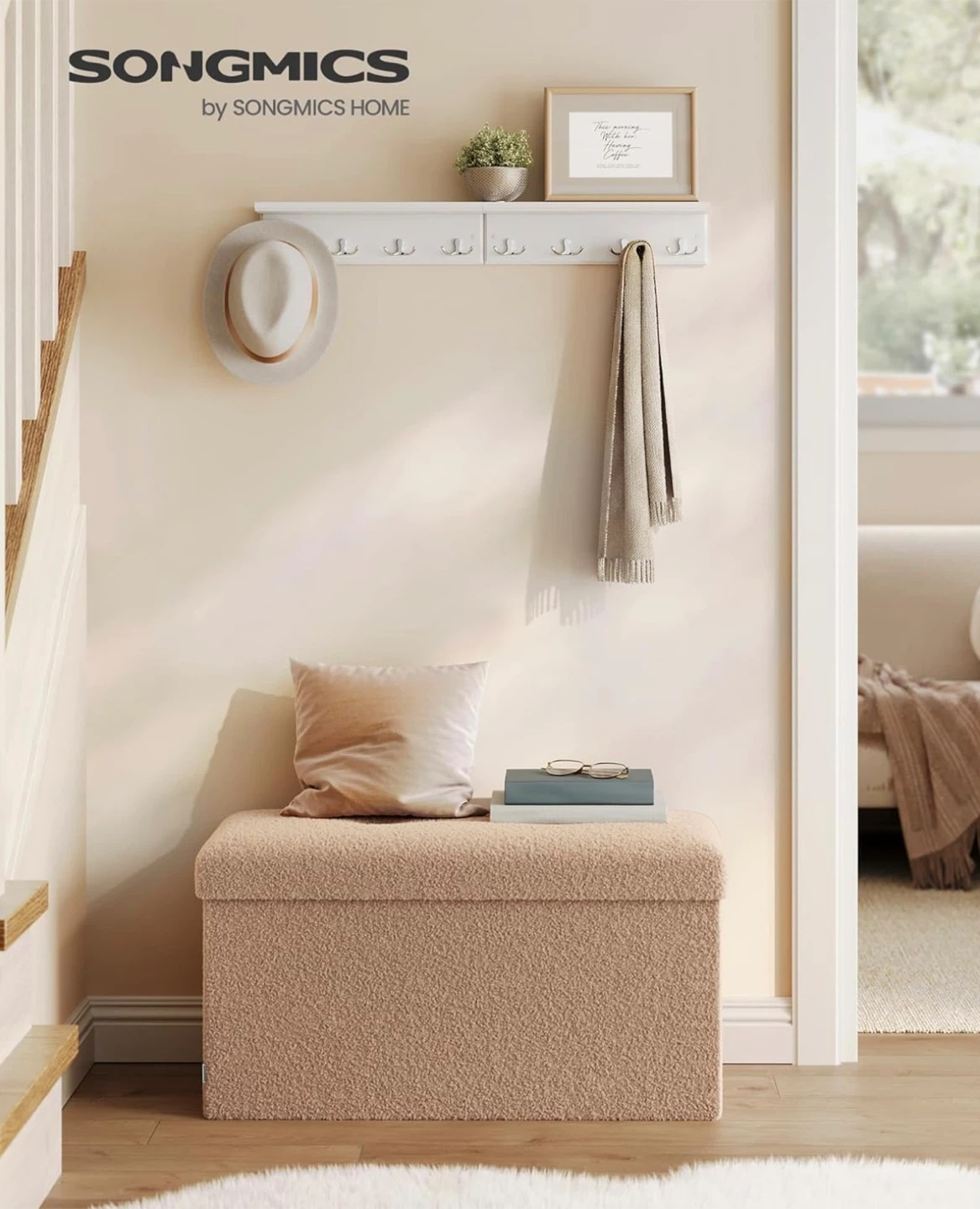 Folding Storage Ottoman – Camel Brown