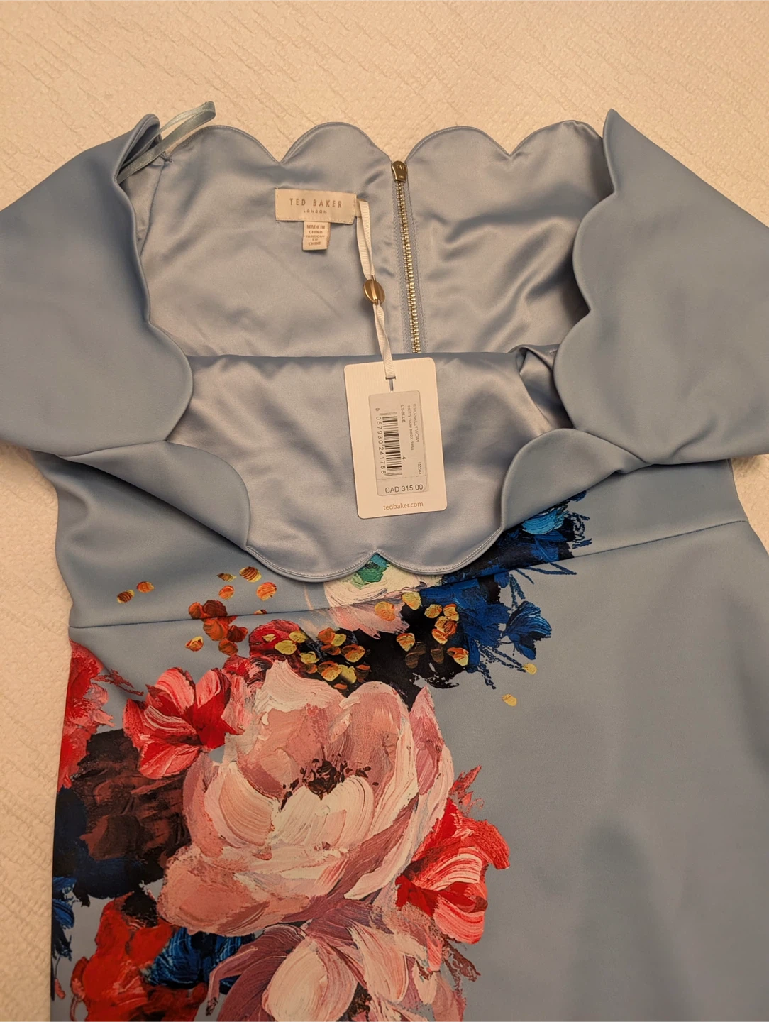 New Ted Baker Floral Print Scalloped Neckline Dress - photo 4
